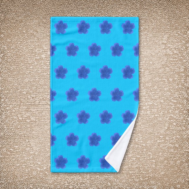Fleur Rose de mousse Motif sans couture sur bleu c (Moss Rose flower seamless pattern on light blue hand towel)
