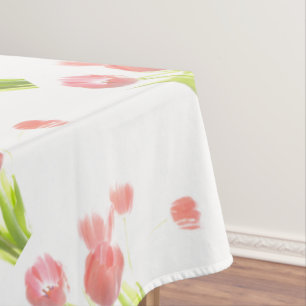 Fleur rose de tulipe de ressort de nappe rétro