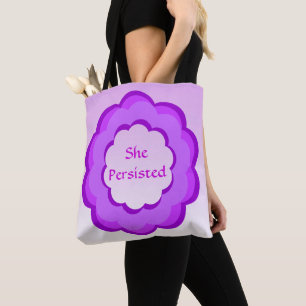 Fleur rose et violet Elle Persiste Sac fourre-tout