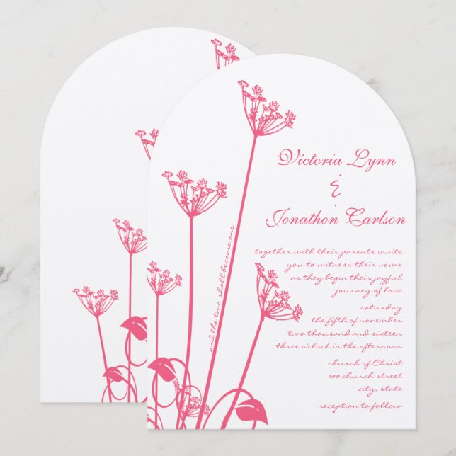 Fleur rose Faire-part de mariage (Devant / Derrière)