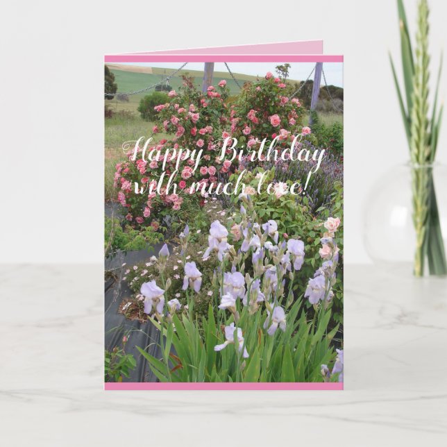 Fleur rose Jardin floral Bonne carte d'anniversair (Devant)