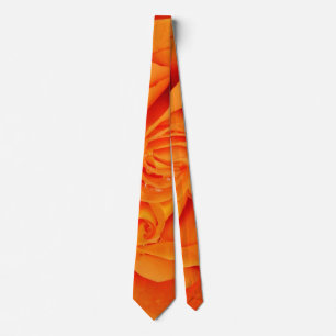 Fleur rose orange rockabilly cravate