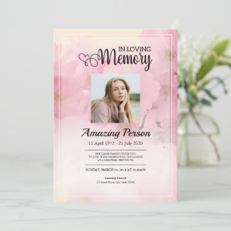 Fleur rose Ordre funéraire Invitation