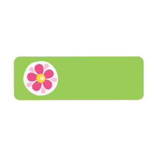 Fleur rose pâle cercle blanc sur vert