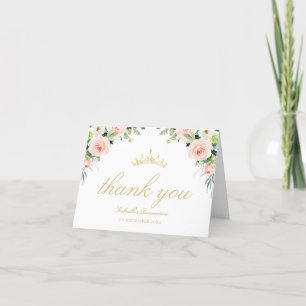 fleur rose pâle quinceanera carte de remerciements