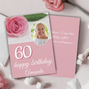 Fleur rose rose photo Floral 60e carte d'anniversa