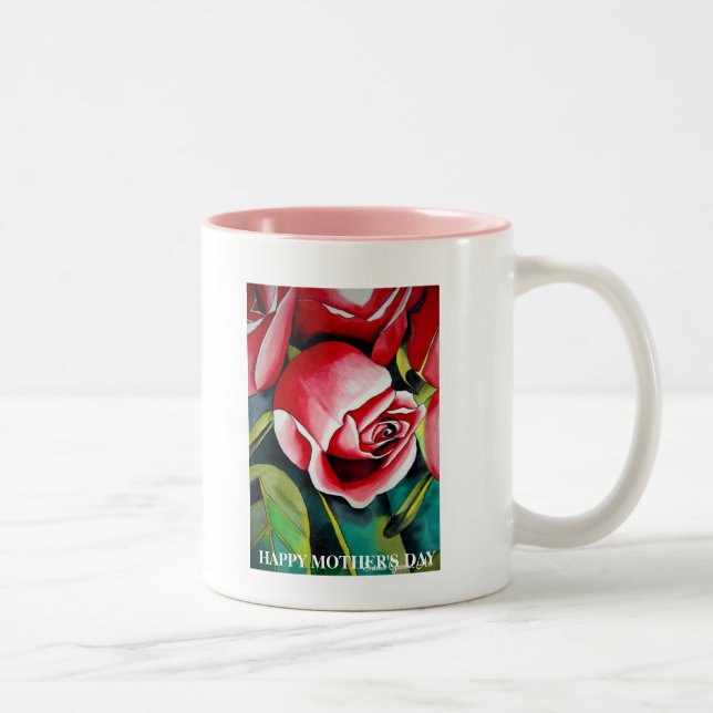Fleur rose Rosebud Joyeuse tasse de la fête des mè (Droit)