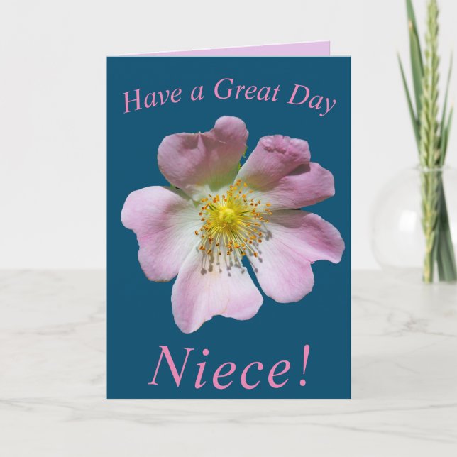 Fleur Rose sauvage carte d'anniversaire pour la ni (Devant)