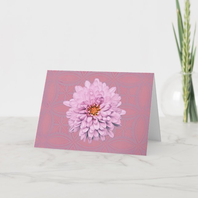 Fleur rose sur la carte de note Lavender de style  (Devant)