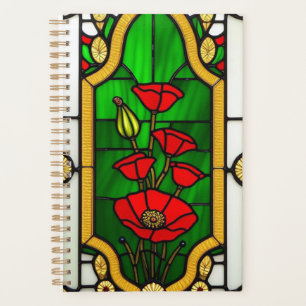 Fleur rouge Élégant Art de Verre Coloré