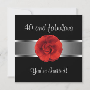 Fleur rouge Invitation Fabuleuse 40e