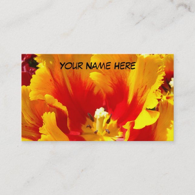 Fleur rouge jaune de tulipe de cartes de visite (Devant)