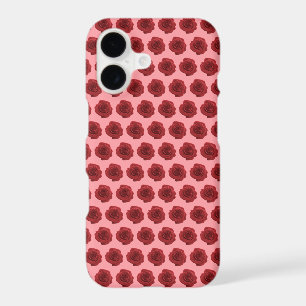 Fleur rouge Motif sans couture sur étui téléphoniq