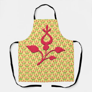Fleur rouge sur tablier jaune Abstrait