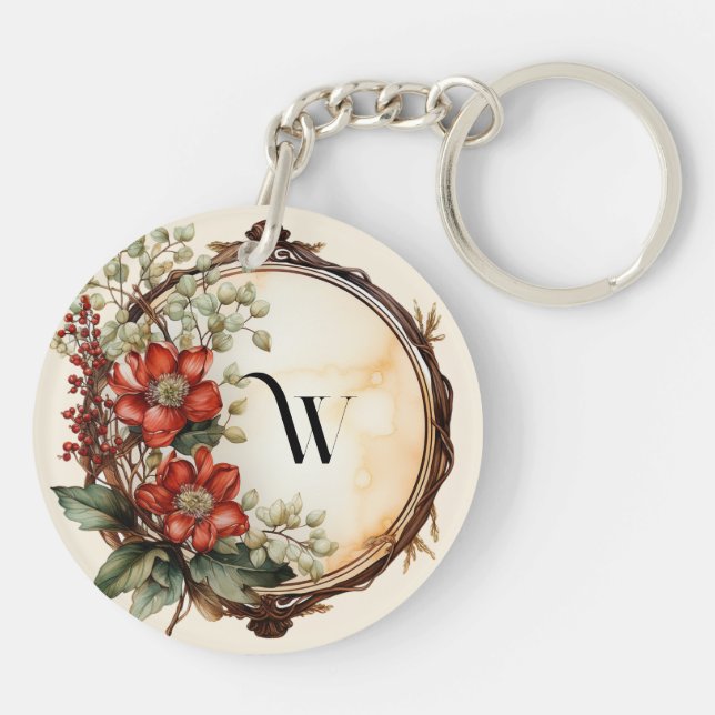 Fleur rouge Twig Wreath Feuilles Berries rouges (Dos)