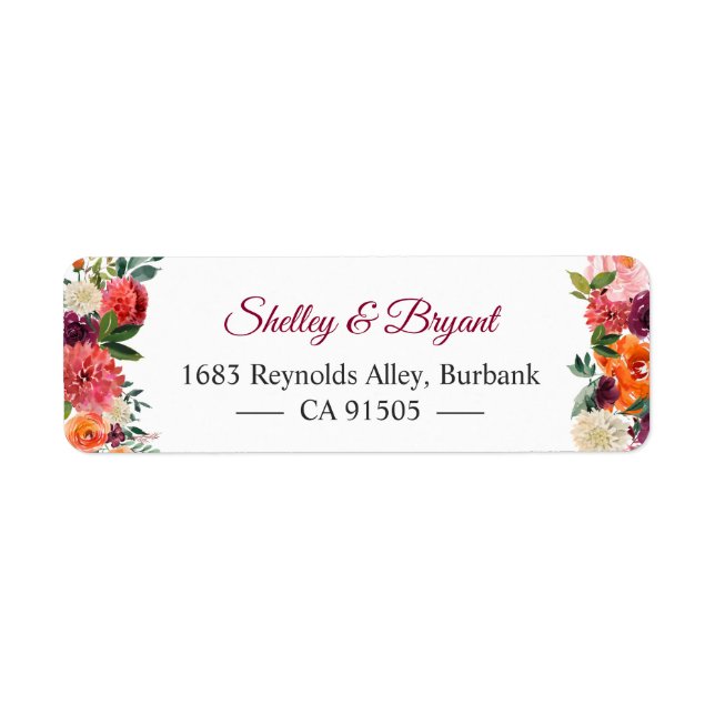 Fleur rustique Bourgogne Rouge Orange Floral (Devant)