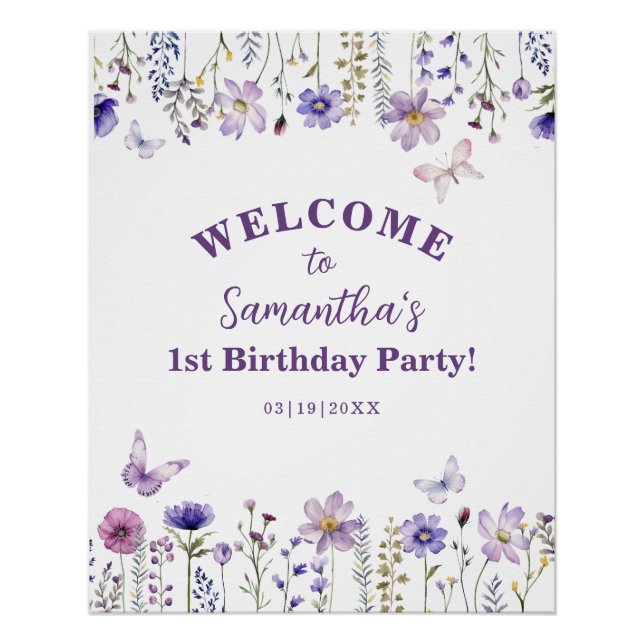 Fleur sauvage 1er anniversaire Affiche de bienvenu (Devant)