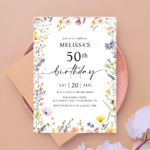 Fleur sauvage 50e anniversaire de fête Invitation