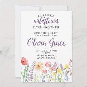 Fleur sauvage anniversaire Invitation