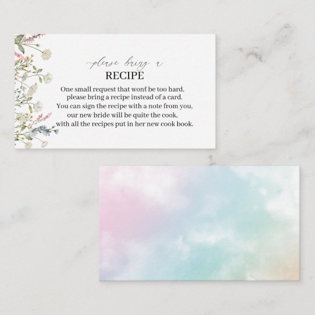 Fleur sauvage Aquarelle Apportez une carte de rece (Devant / Derrière)