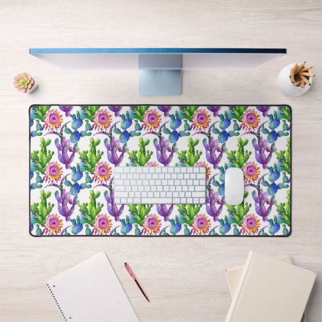 Fleur sauvage aquarelle Cactus Motif (Bureau 1)