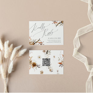 Fleur sauvage automne   Carte RSVP de code QR hori