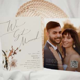 Fleur sauvage automne   Faire-part Elopement Beige