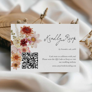 Fleur sauvage Automne Mariage Rsvp QR Code Card