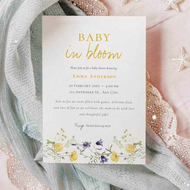 Fleur sauvage Baby en fleur baby shower Invitation (Créateur téléchargé)