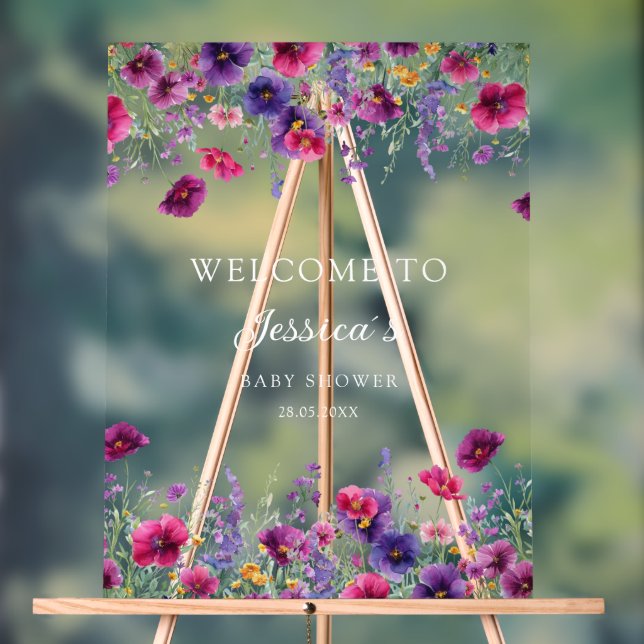 Fleur sauvage, Baby shower à fleurs violettes (Neutre)