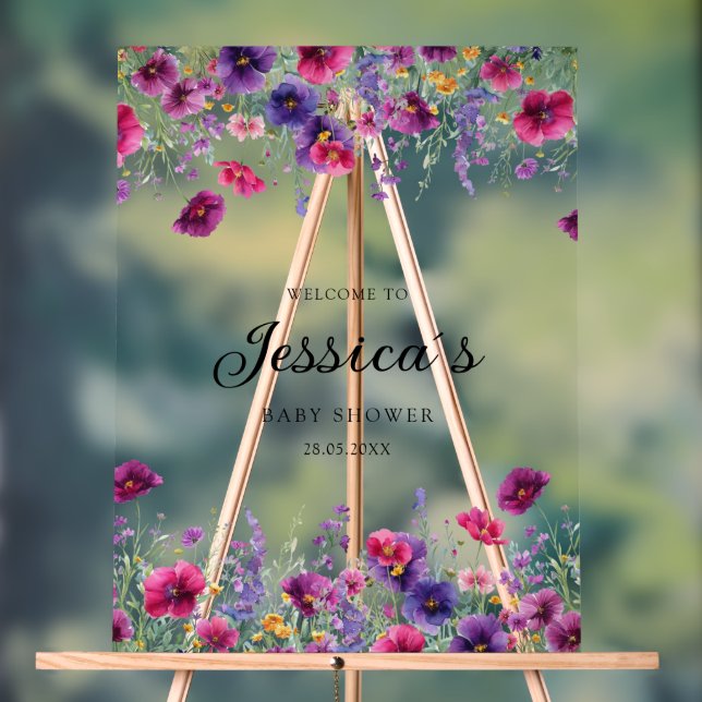 Fleur sauvage, Baby shower à fleurs violettes (Neutre)