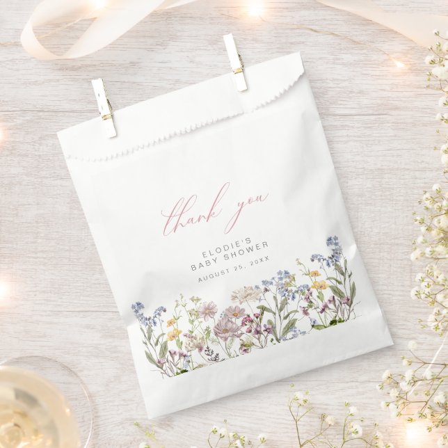 Fleur sauvage Baby shower Favoriser Sacs Floral Gi (Coupé)