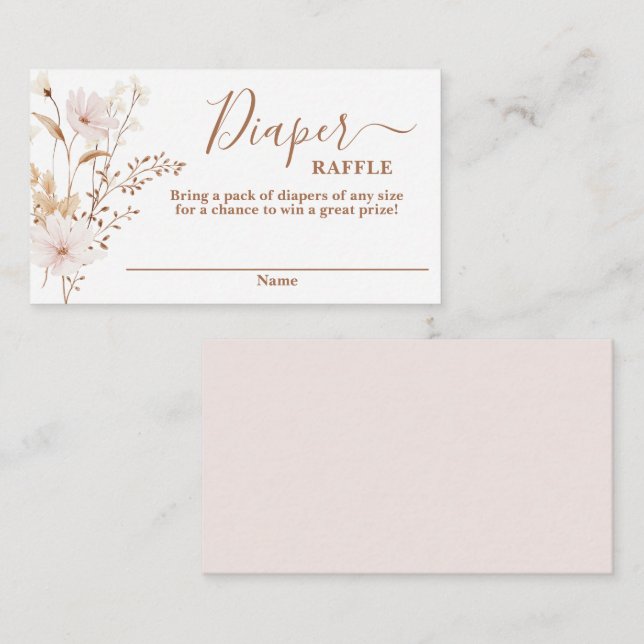 Fleur sauvage baby shower fille Déchets Carte Raff (Devant / Derrière)