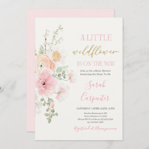 Fleur sauvage Baby shower Invitation fille