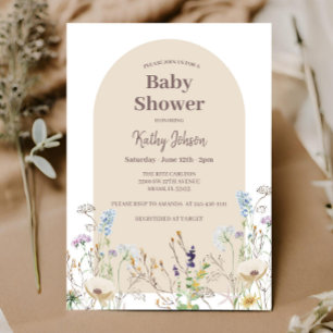 Fleur sauvage Baby shower Invitation fille