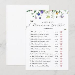 Fleur sauvage Bee Devine Qui Baby shower Carte De 