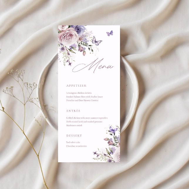 Fleur sauvage bleu Dusty | Menu Élégant Papillon (Créateur téléchargé)