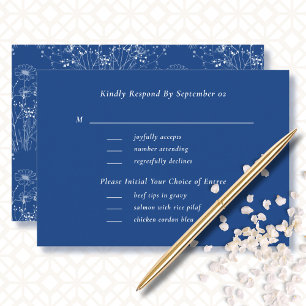 Fleur sauvage bleu gras Boho Menu Mariage RSVP