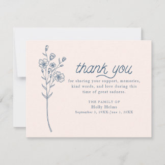 Fleur sauvage bleu simple Sympathie Merci Carte po