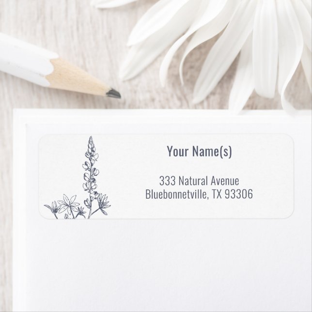 Fleur sauvage Bluebonnet Floral Adresse de retour (En situation)