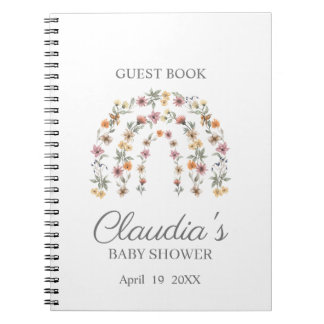 Fleur sauvage Boho Baby shower arc-en-ciel Carnet 