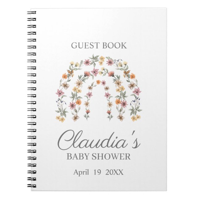 Fleur sauvage Boho Baby shower arc-en-ciel Carnet  (Devant)