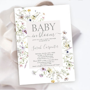 Fleur sauvage Boho Baby shower Invitation
