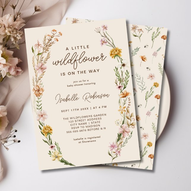 Fleur sauvage Boho Baby shower Invitation (Wildflower Boho Baby Shower Invitation)