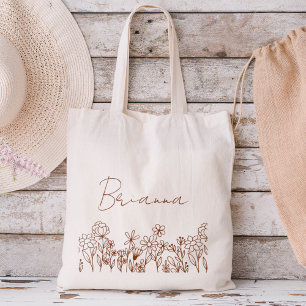 Fleur sauvage Boho Bridesmaid Nom Sac fourre-tout