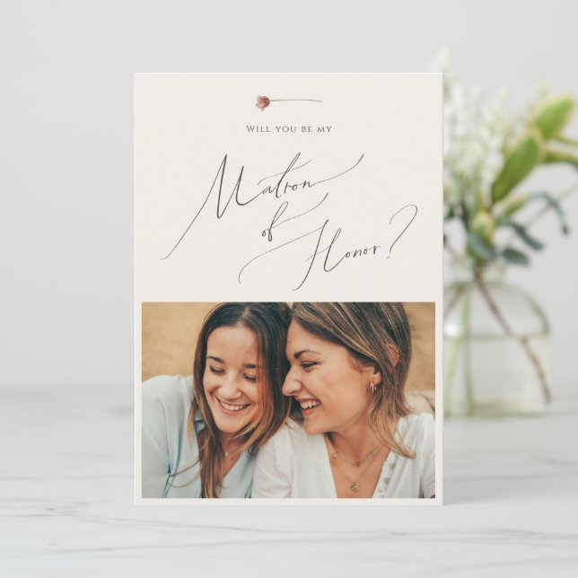 Fleur sauvage Boho | Carte photo couleur beige (Debout devant)