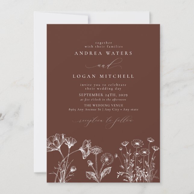 Fleur sauvage Boho Chic Wedding Invitations (Devant)