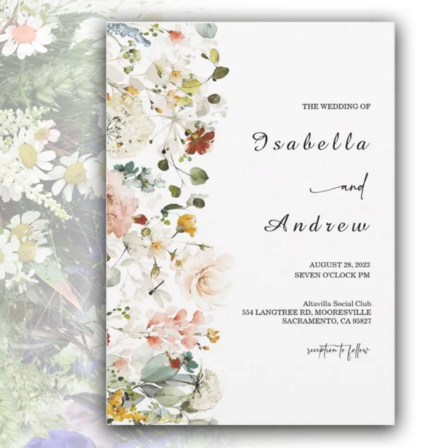 Fleur sauvage Boho Faire-part de mariage (Créateur téléchargé)
