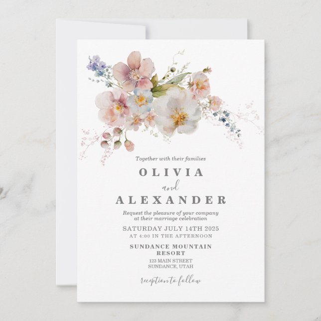 Fleur sauvage Boho jardin fleuri Invitation (Devant)