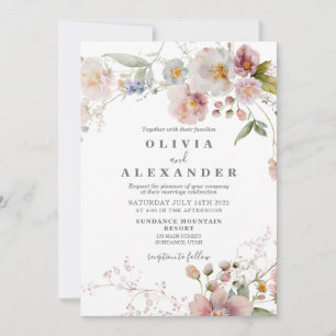 Fleur sauvage Boho jardin fleuri Invitation